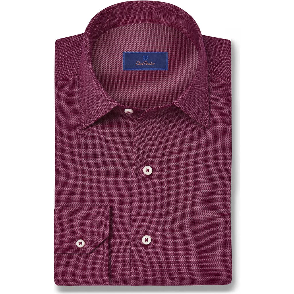 David Donahue Classic Fit Dobby Dress Shirt In Purple