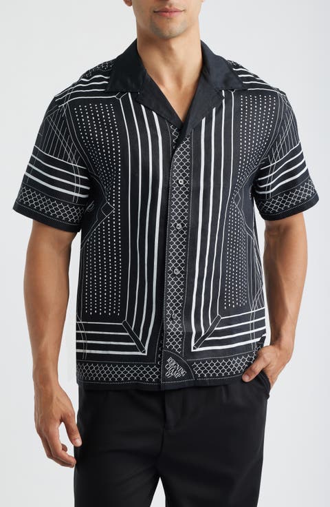 Arena Relaxed Fit Geo Print Linen Camp Shirt