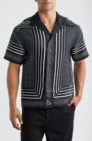 Reigning Champ Arena Relaxed Fit Geo Print Linen Camp Shirt