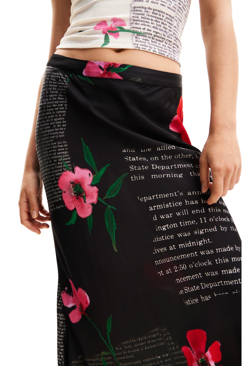 Text Slip Midi Skirt, Alternate, color, BLACK