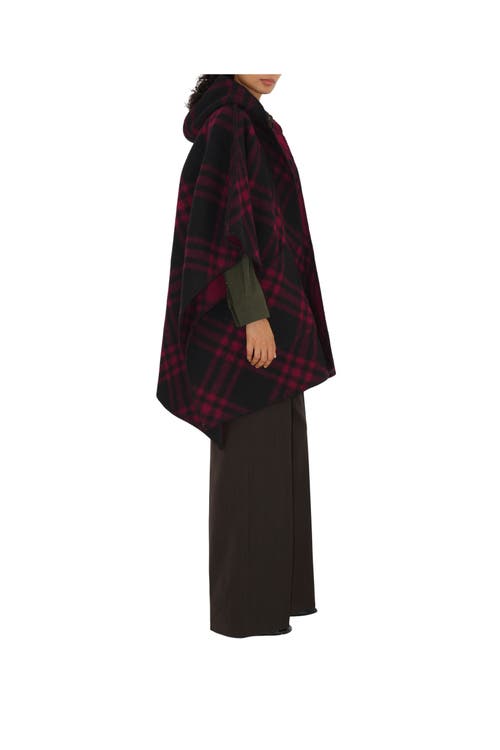 BURBERRY BURBERRY REVERSIBLE CHECK WOOL CAPE