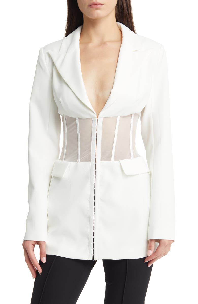 AZALEA WANG Sheer Detail Blazer, Main, color, 