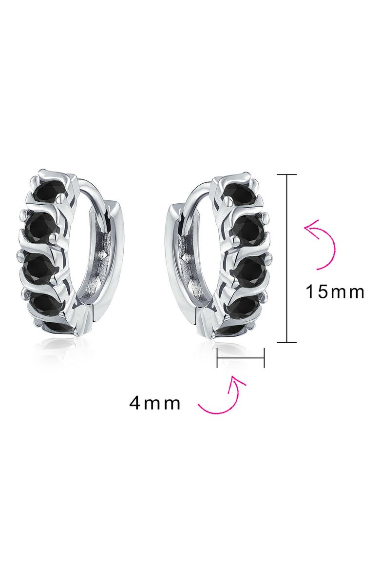 BLING JEWELRY Blue CZ Huggie Hoop Earrings, Alternate, color,