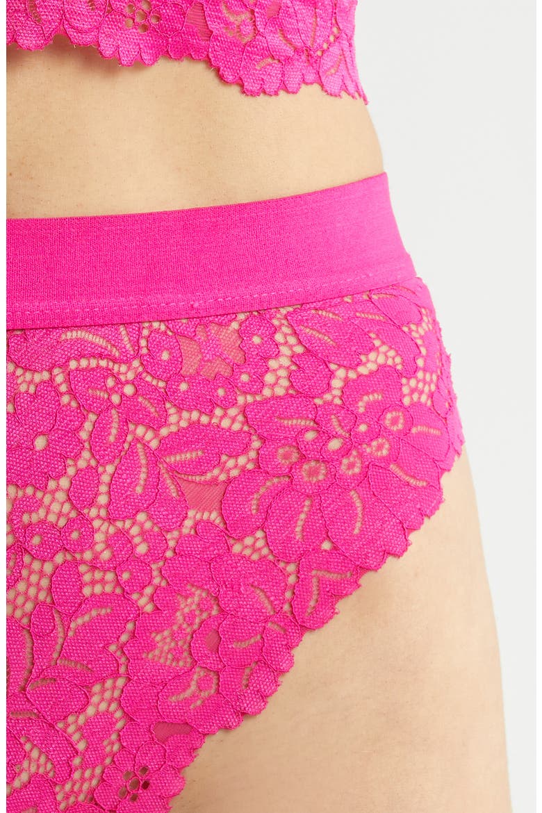 Lace High Waist Bikini, Alternate, color, AZALEA PINK