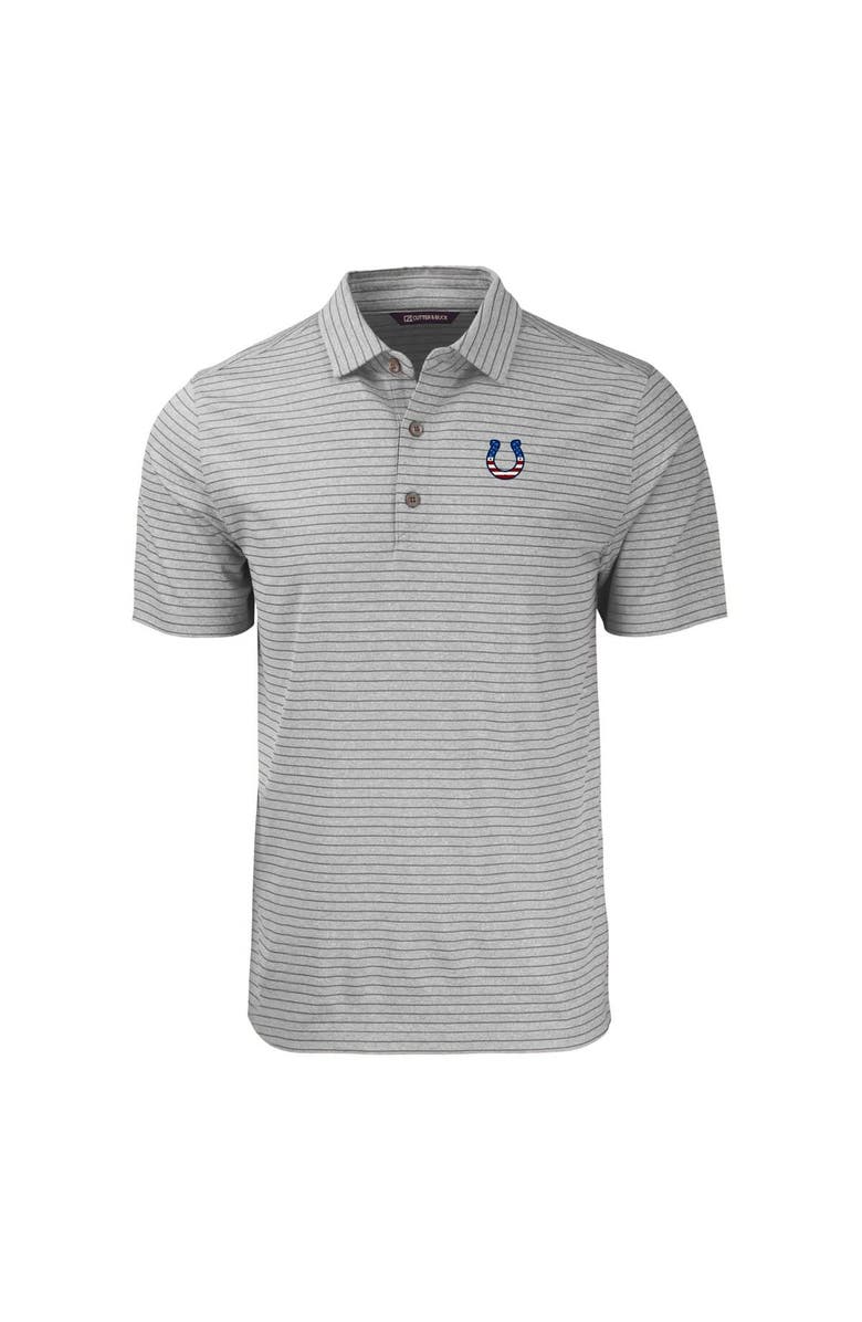 Cutter & Buck Men's Cutter & Buck Heather Gray Indianapolis Colts Big & Tall Americana Forge Eco Heather Stripe Stretch Recycled Polo, Alternate, color, 
