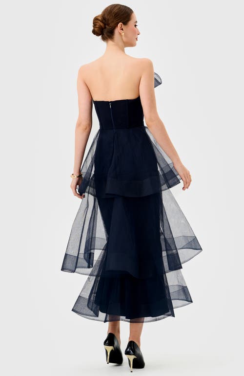 Bariano Mae Tiered Ruffle Midi In Blue