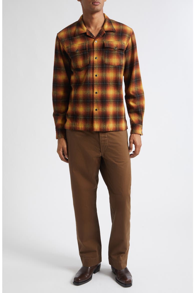 Jesse Plaid Long Sleeve Wool Blend Camp Shirt, Alternate, color, RL-820 ORANGE/ YELLOW