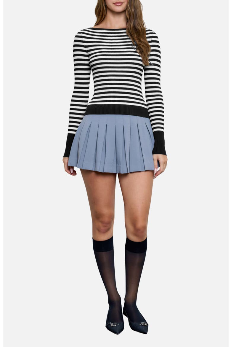 Stripe Rib Long Sleeve Sweater, Alternate, color, BLACK