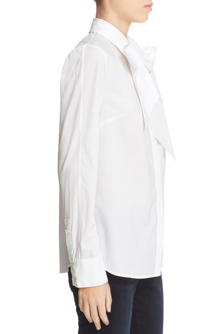 'Le Bowtie' Removable Tie Cotton Poplin Blouse, Alternate, color, BLANC
