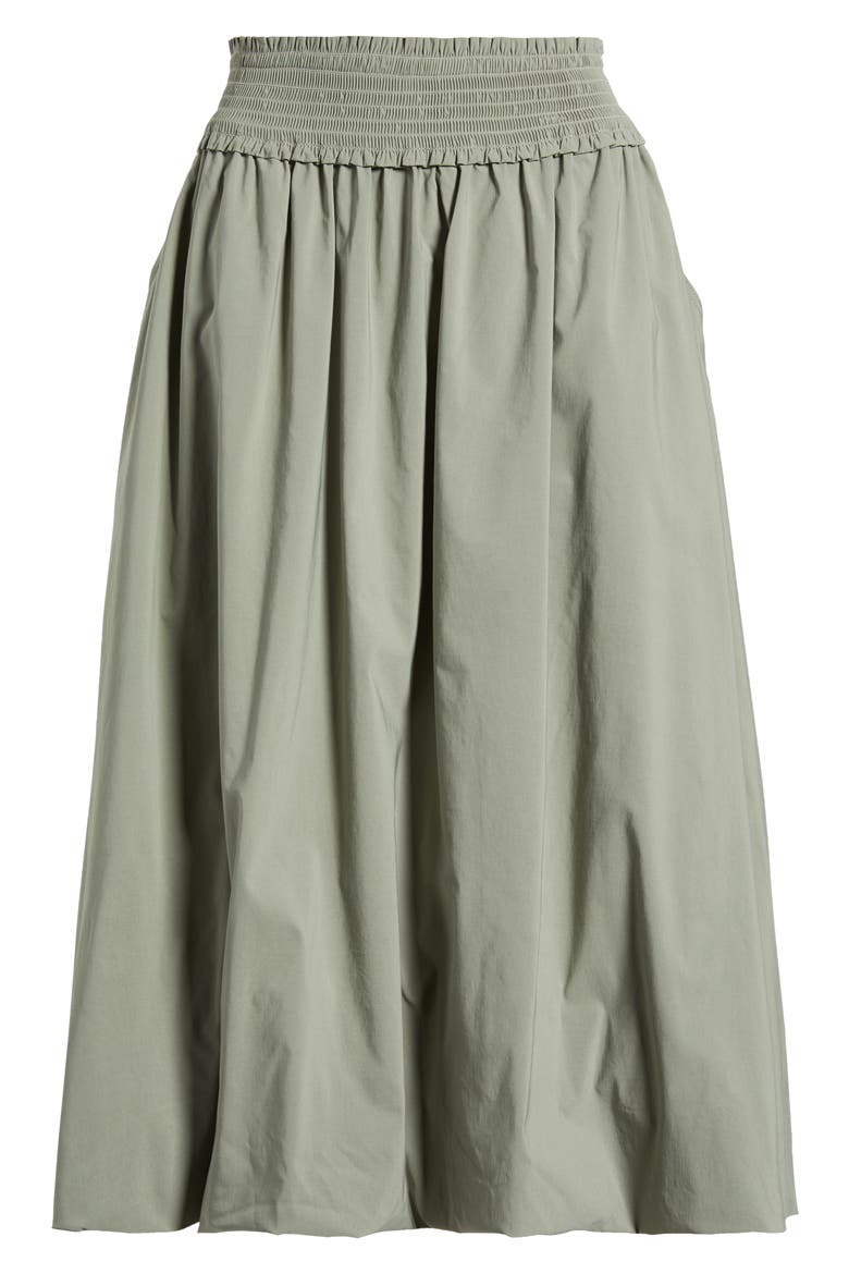 Smocked Waist Bubble Hem Midi Skirt, Alternate, color, DEEP SEAGRASS