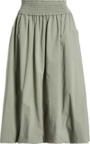 Wit & Wisdom Smocked Waist Bubble Hem Midi Skirt