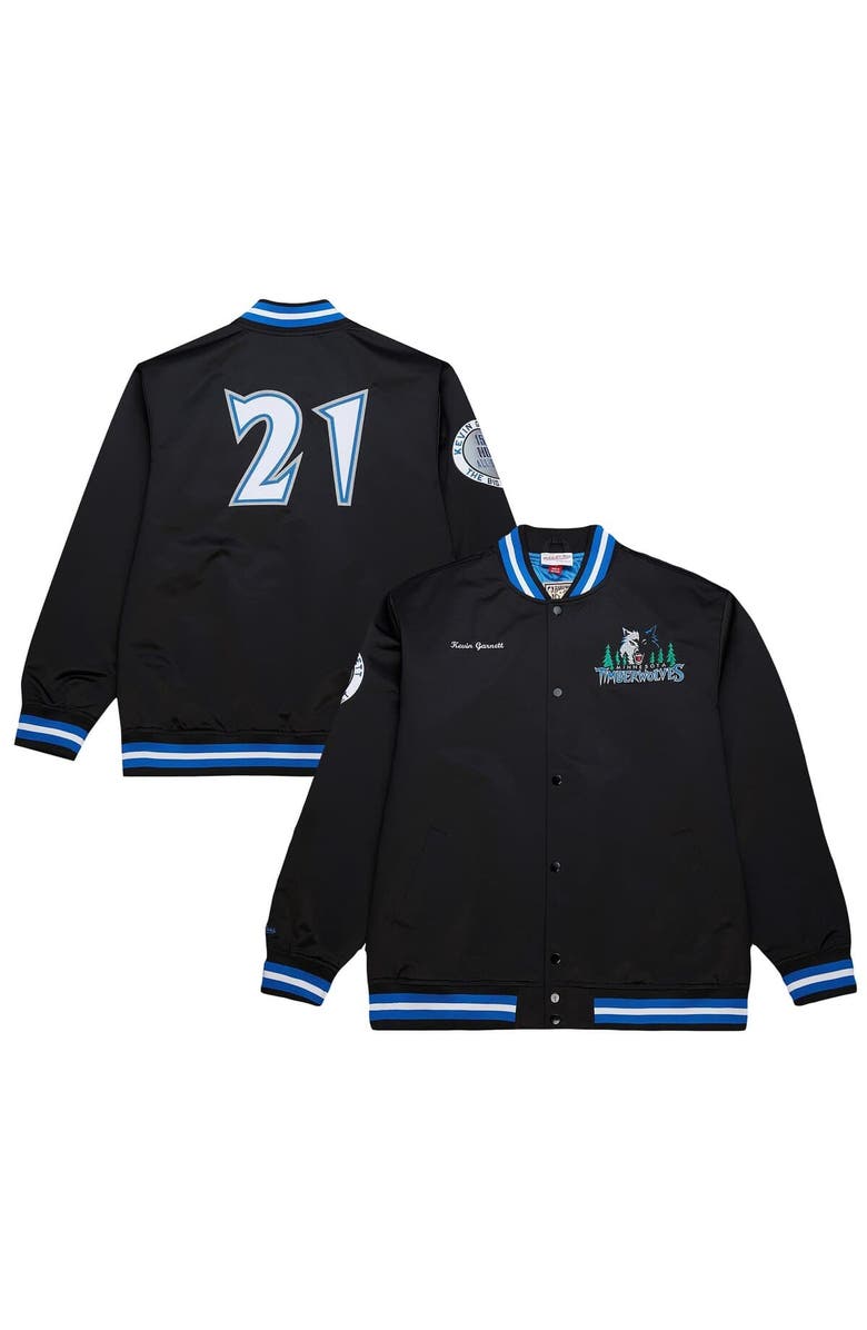 Mitchell & Ness Men's Mitchell & Ness Kevin Garnett Black Minnesota Timberwolves NBA Legends Full-Snap Satin Jacket, Main, color, Black