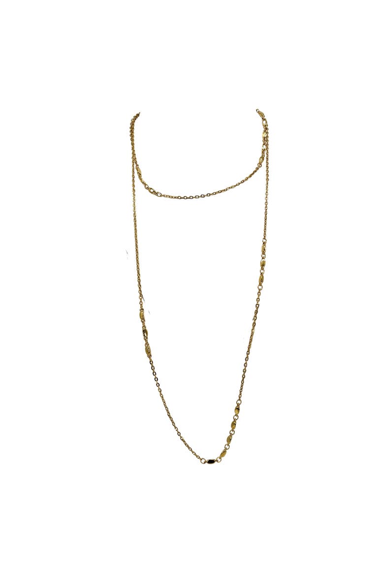 Vintage 1980s Gold Tone Oval Bead  Station Necklace, Alternate, color, gold
