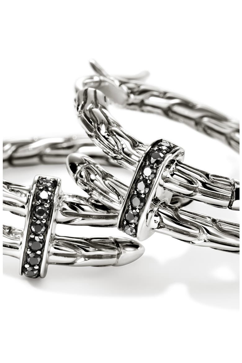 Spear Hoop Earrings, Sterling Silver, Sapphires, Alternate, color, SILVER/BLACK