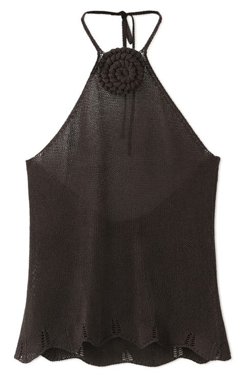 Floral Crocheted Halter Top