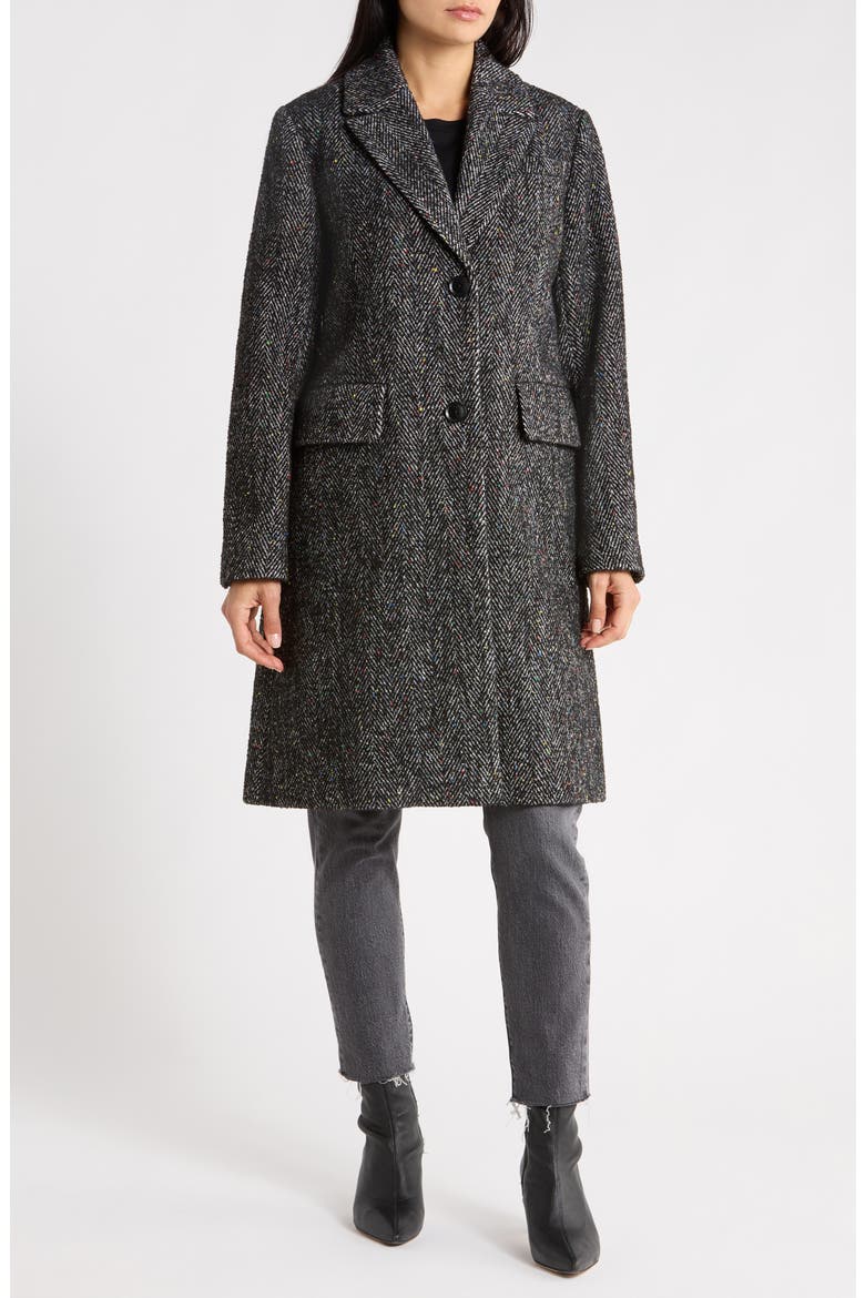 Herringbone Walker Coat, Main, color, BLACK HERRINGBONE