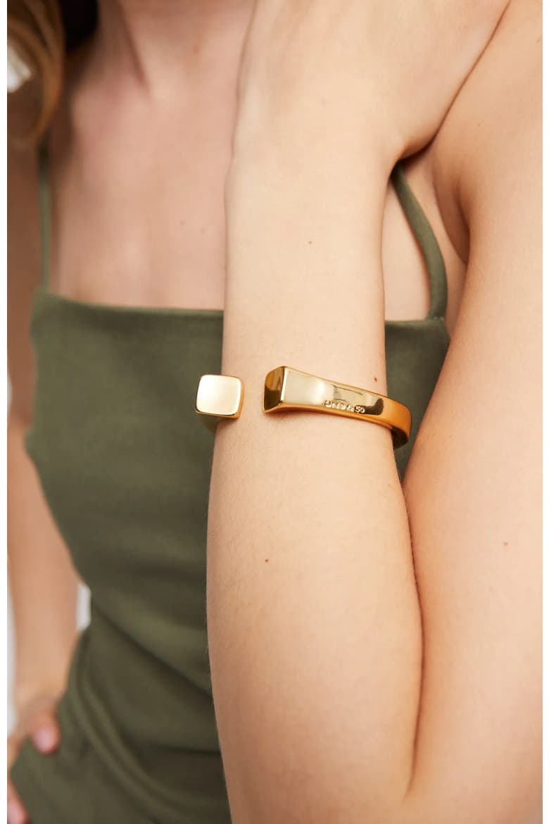 Polished Block Cuff, Alternate, color, Gold
