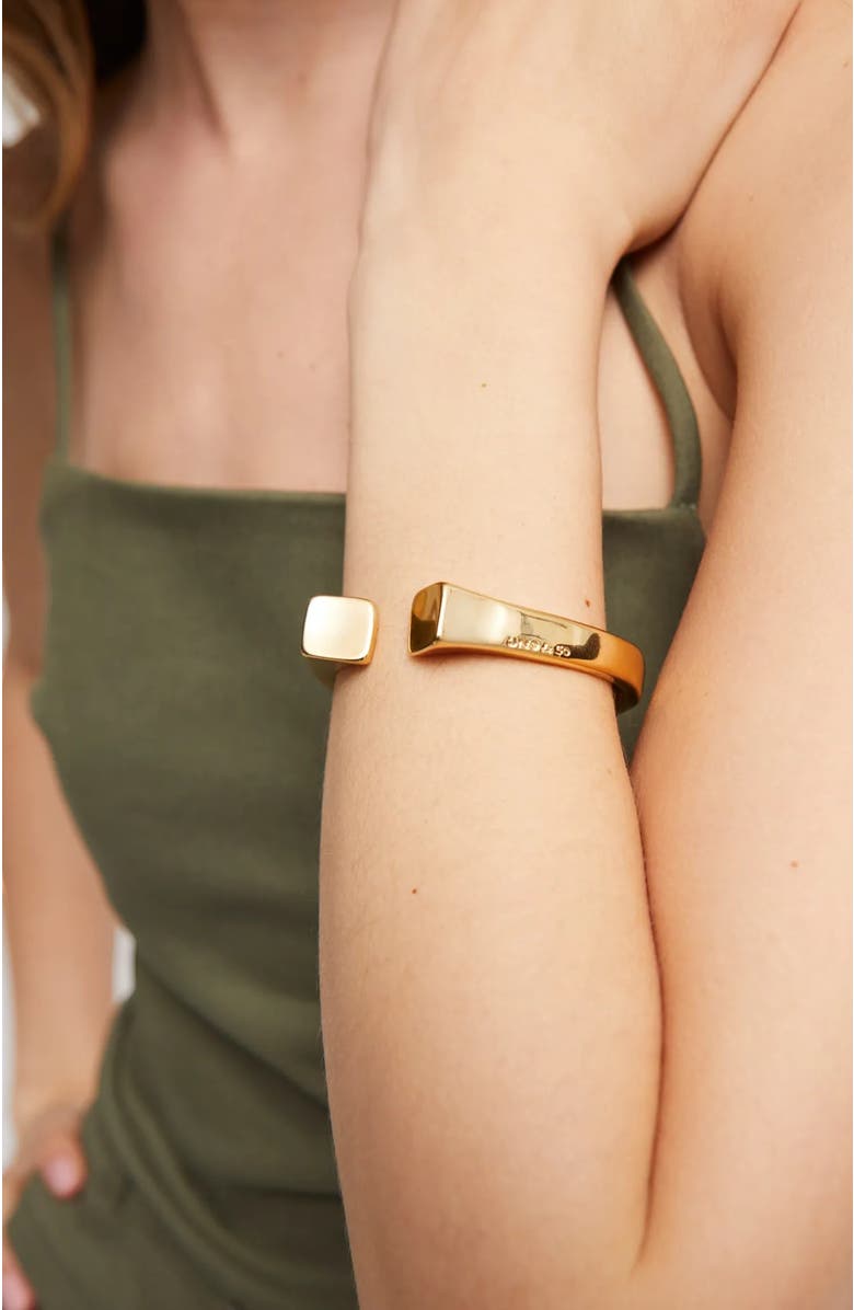 UNODE50 Polished Block Cuff, Alternate, color, Gold