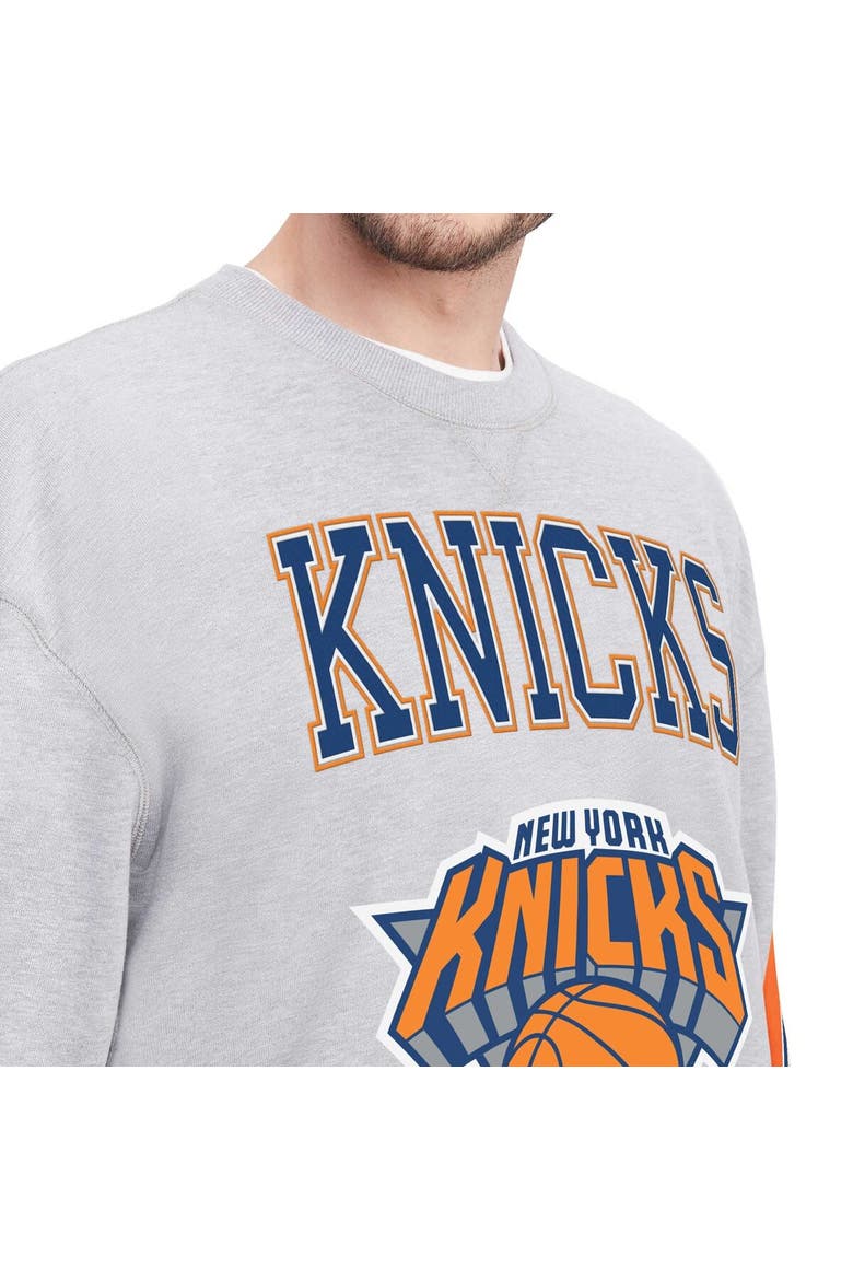 Men's Tommy Jeans Heather Gray New York Knicks Hayes Crew Neck Pullover Sweatshirt, Alternate, color, Heather Gray