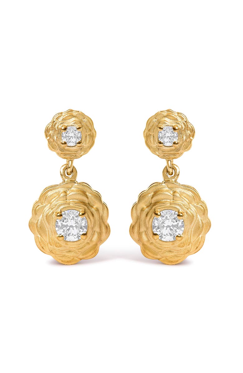 Haus of Brilliance 14K Yellow Gold Plated Sterling Silver 1/2 Cttw Lab Grown Diamond Rose Motif Drop Earrings, Main, color, Yellow Gold Over Silver