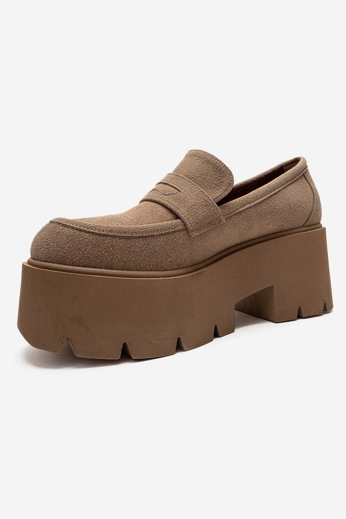 Prologue Shoes Santia Chunky Platform Loafer, Alternate, color, Cognac Suede