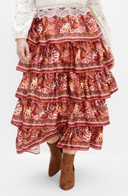 City Chic Allie Floral Tiered Skirt