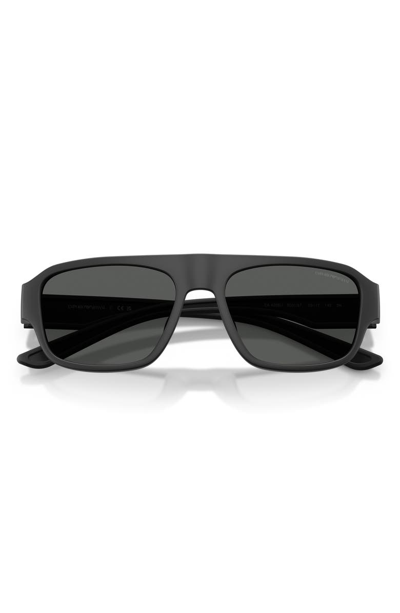 Emporio Armani 55mm Rectangle Sunglasses, Alternate, color, Rubberized Matte Black / Grey