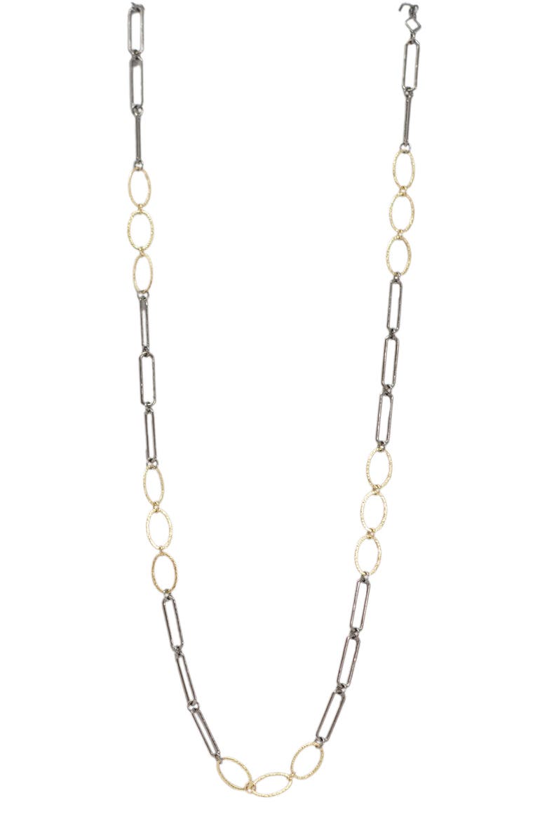 Two-Tone Link Necklace, Main, color, SILVER/ GOLD