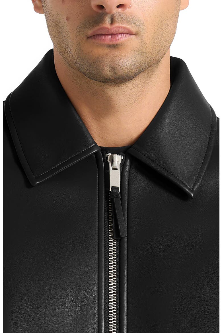 Yves Minimal Leather Jacket, Alternate, color, Black