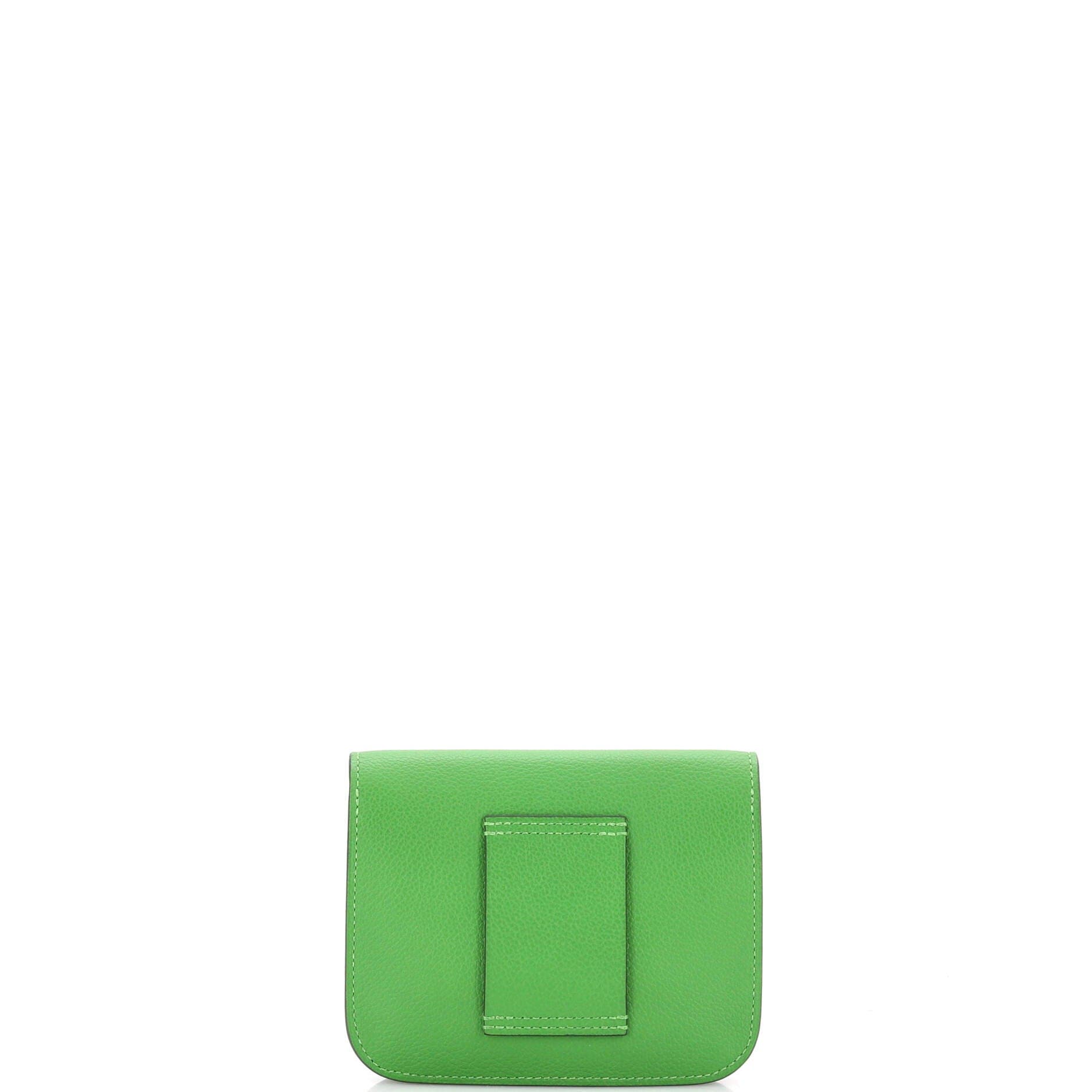 Pre-Owned Hermes Constance Slim Wallet Evercolor, Alternate, color, Vert Yucca