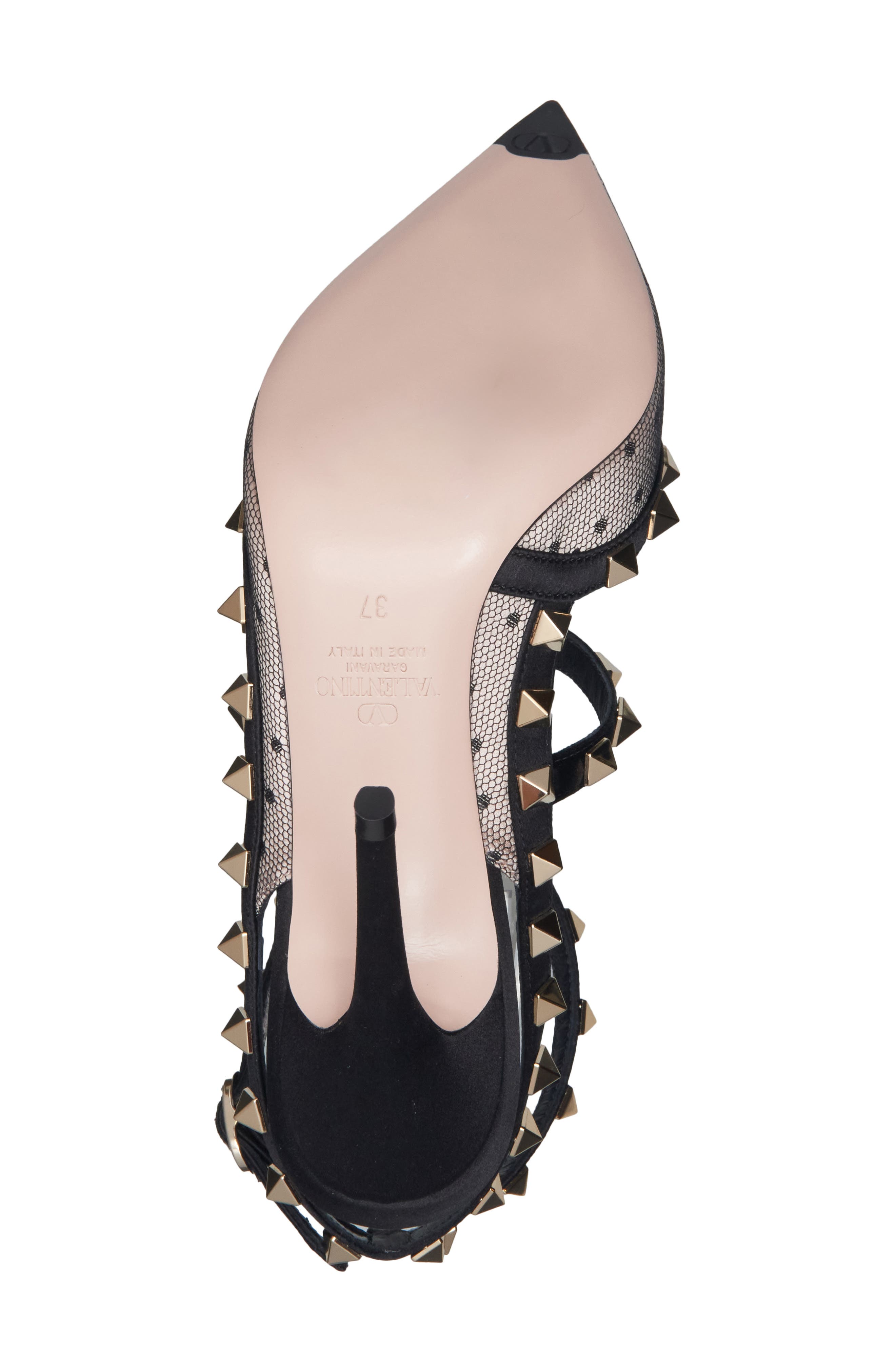 Rockstud Tulle Mesh Pump, Alternate, color, BEIGE/ BLACK