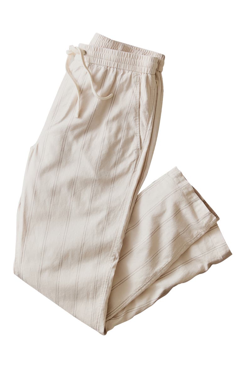 Saturday Stripe Drawstring Hemp Blend Beach Pants, Alternate, color, NATURAL/ BROWN STRIPE