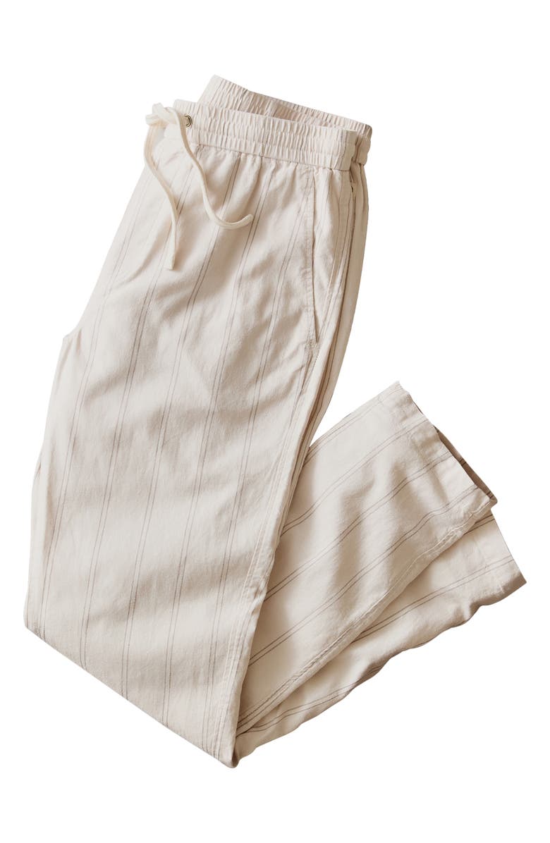 Marine Layer Saturday Stripe Drawstring Hemp Blend Beach Pants, Alternate, color, Natural/ Brown Stripe