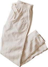Marine Layer Saturday Stripe Drawstring Hemp Blend Beach Pants