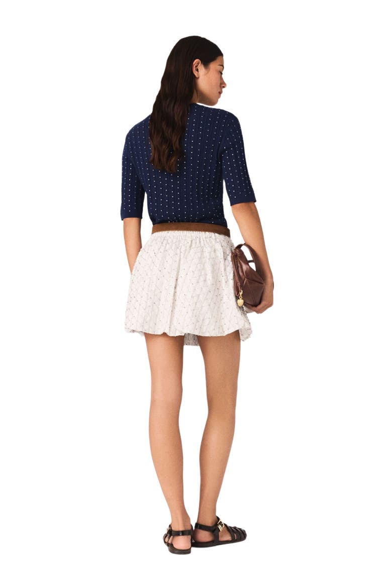 Round-neck rhinestone sweater, Alternate, color, Navy