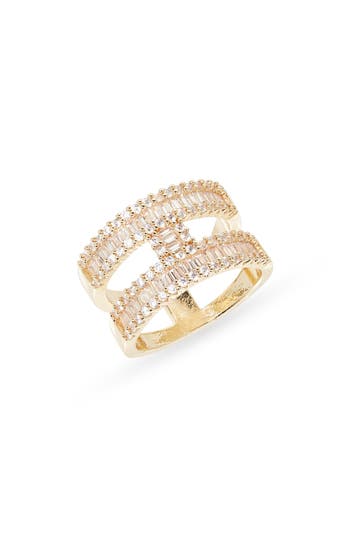 Nordstrom Rack Baguette Cubic Zirconia Statement Ring In Gold