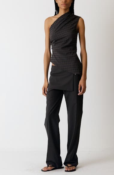 Paloma Wool Win Asymmetric Gingham Seersucker One-Shoulder