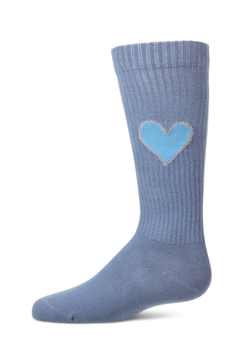 Filled Heart Ribbed Novelty  Knee High Sock, Main, color, Denim