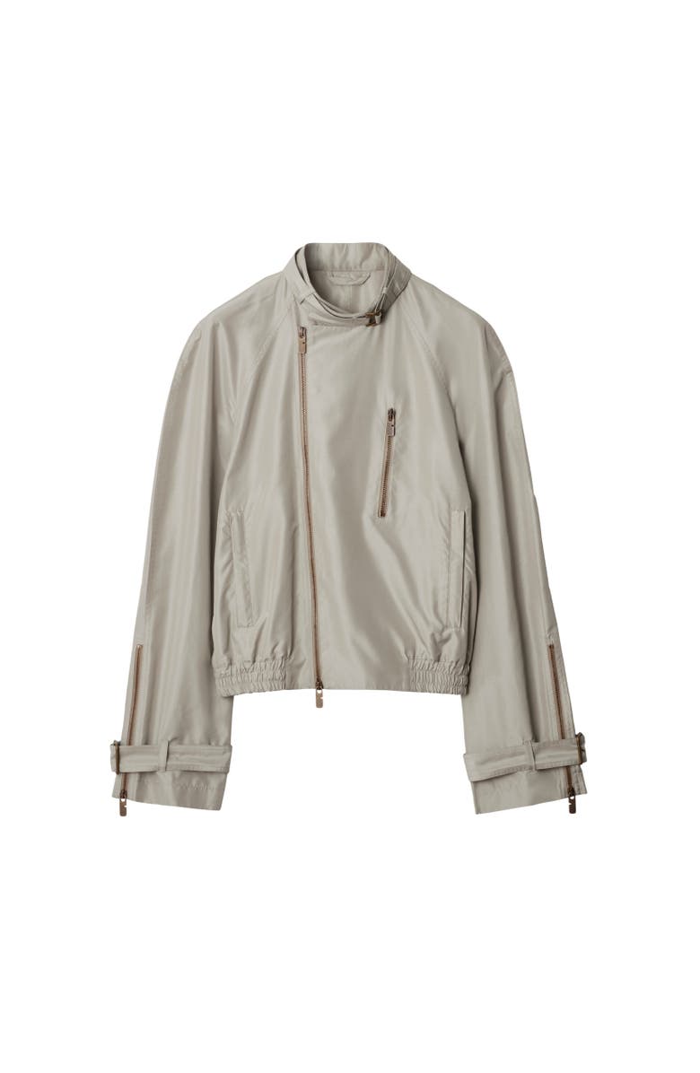 Burberry Silk Harrington Jacket, Alternate, color, Castle