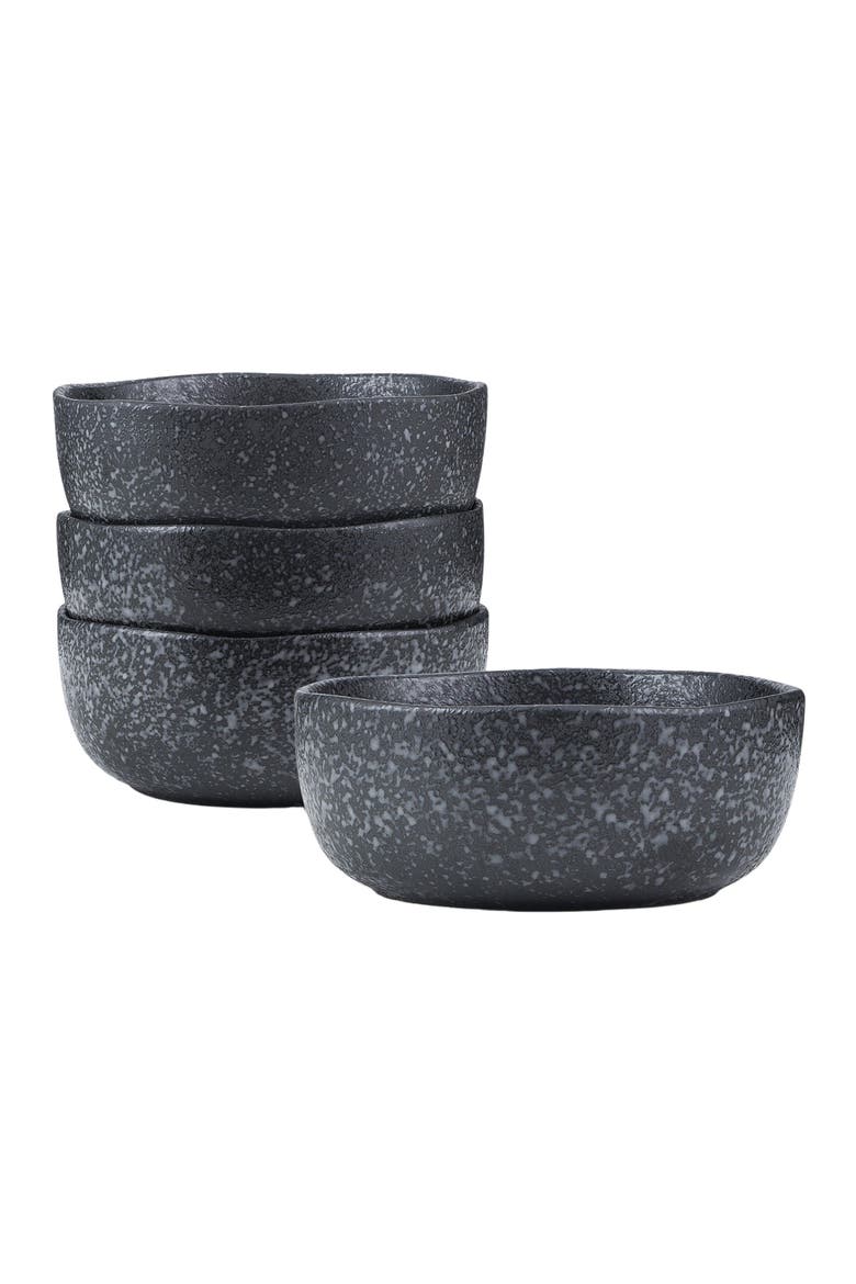 Tom Stoneware 4-Piece Bowl Set, Main, color, Black and White