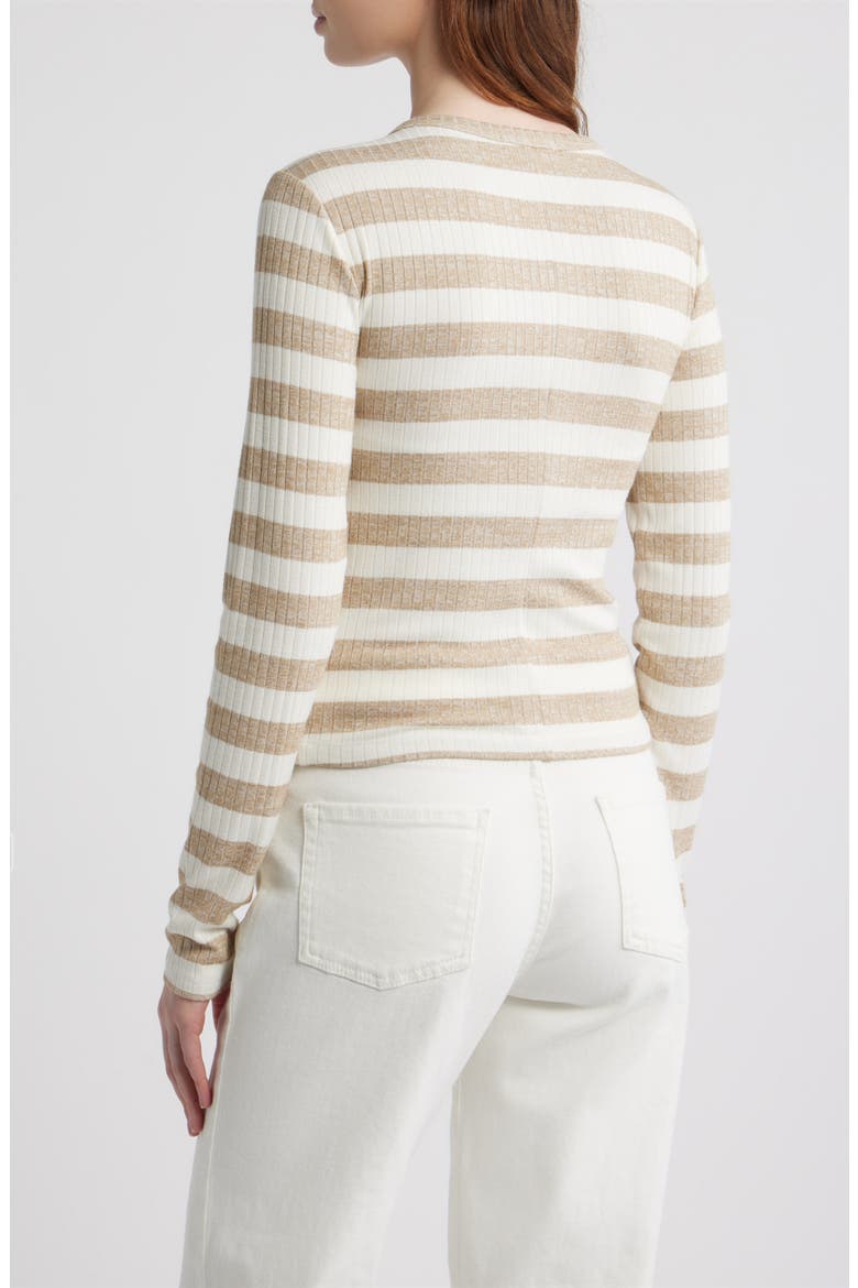 Stripe Rib Cardigan, Alternate, color, TOFFEE