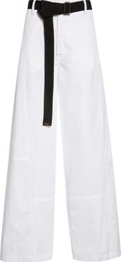 PLAN C Belted Cotton Stretch Drill Straight Leg Trousers