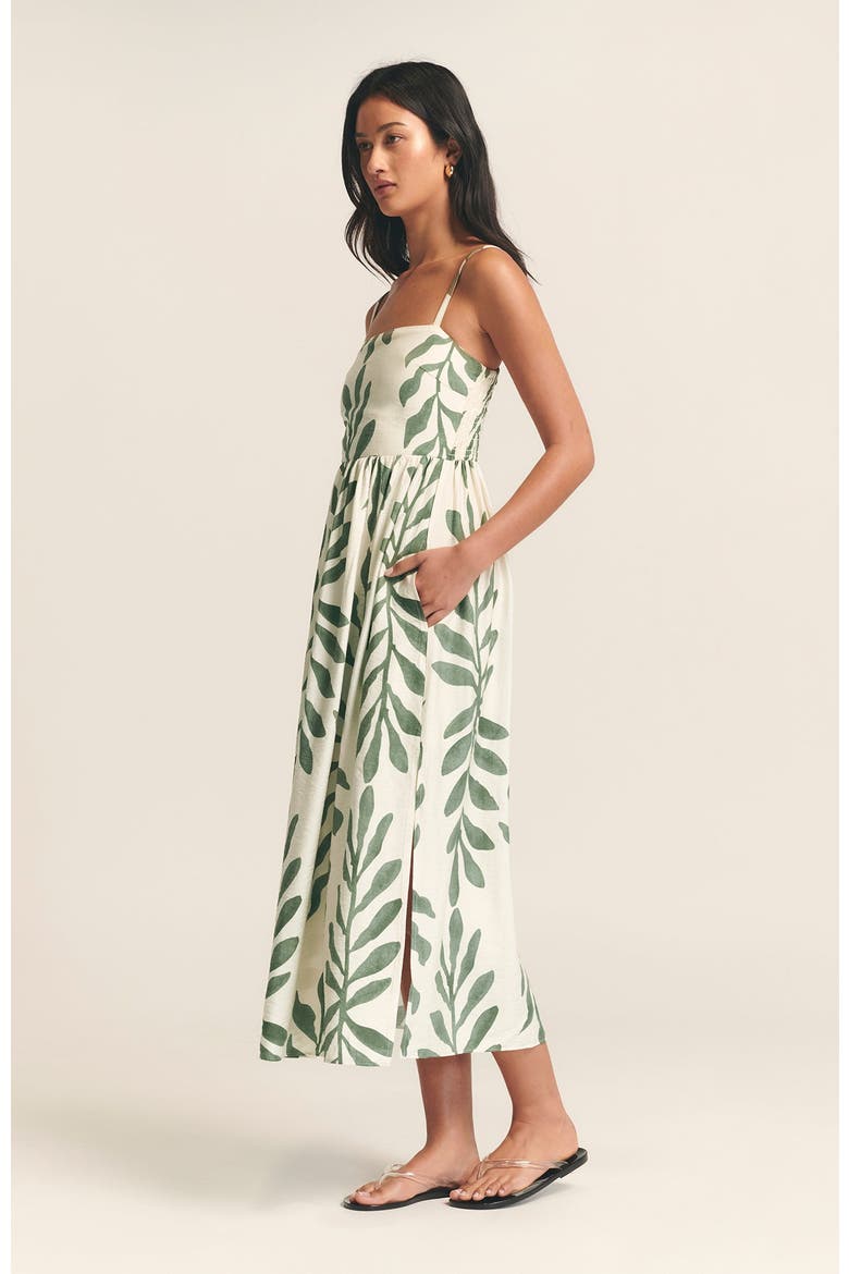 Lanah Midi Dress, Alternate, color, Sage Green Leaf