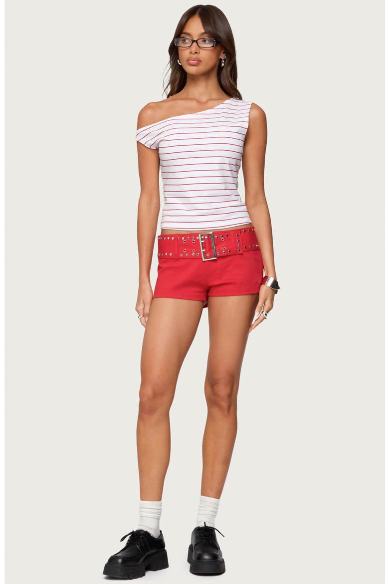Keryn Stripe Asymmetric Top, Alternate, color, RED-AND-WHITE