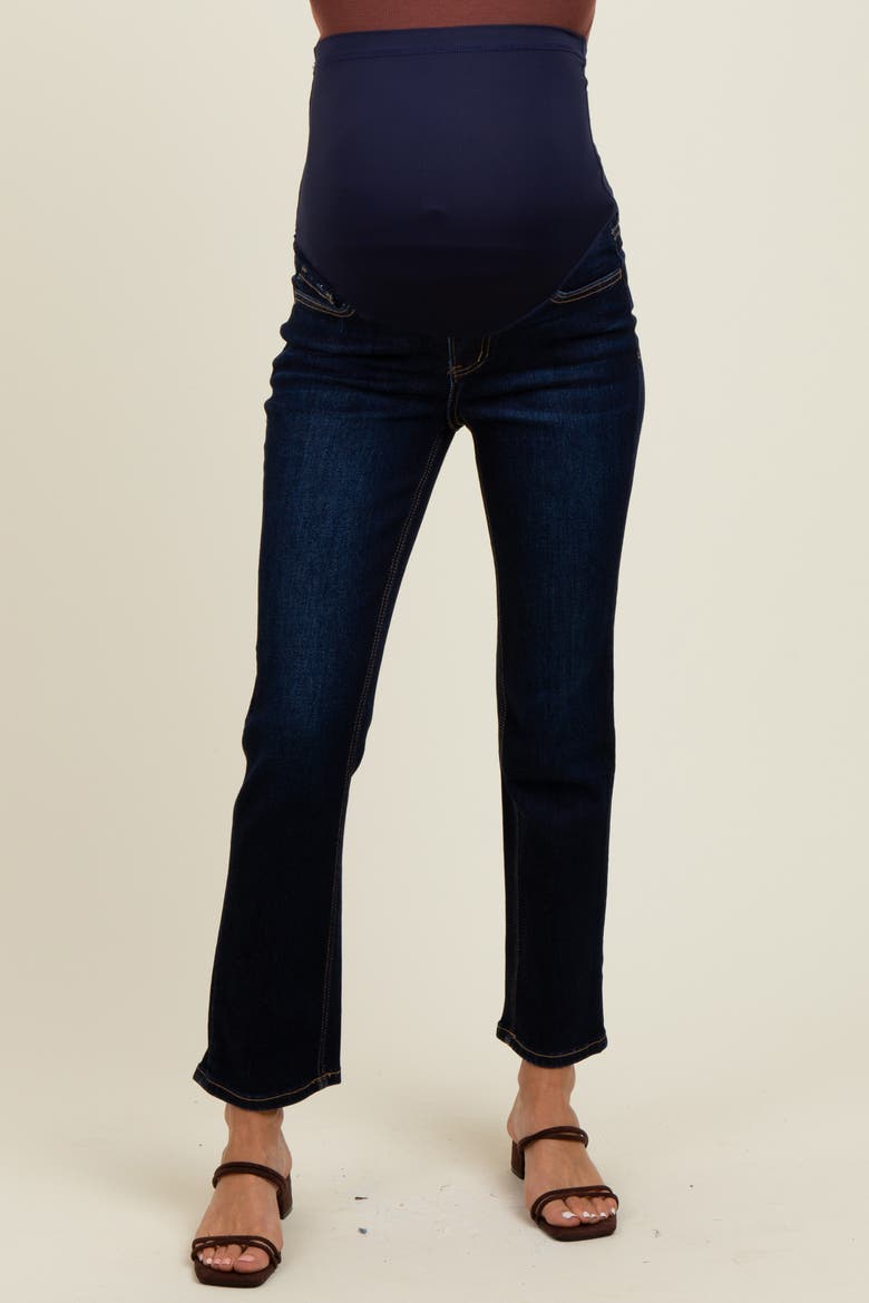 Classic Ankle Slim Straight Leg Maternity Jeans, Alternate, color, Navy Blue