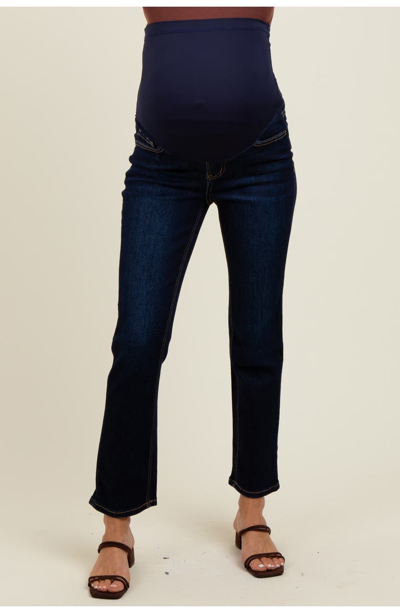 PinkBlush Classic Ankle Slim Straight Leg Maternity Jeans, Alternate, color, Navy Blue