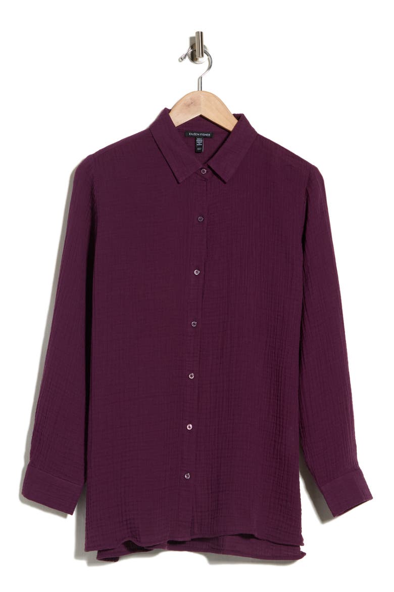 Classic Collar Button-Up Shirt, Alternate, color, BLACKBERRY