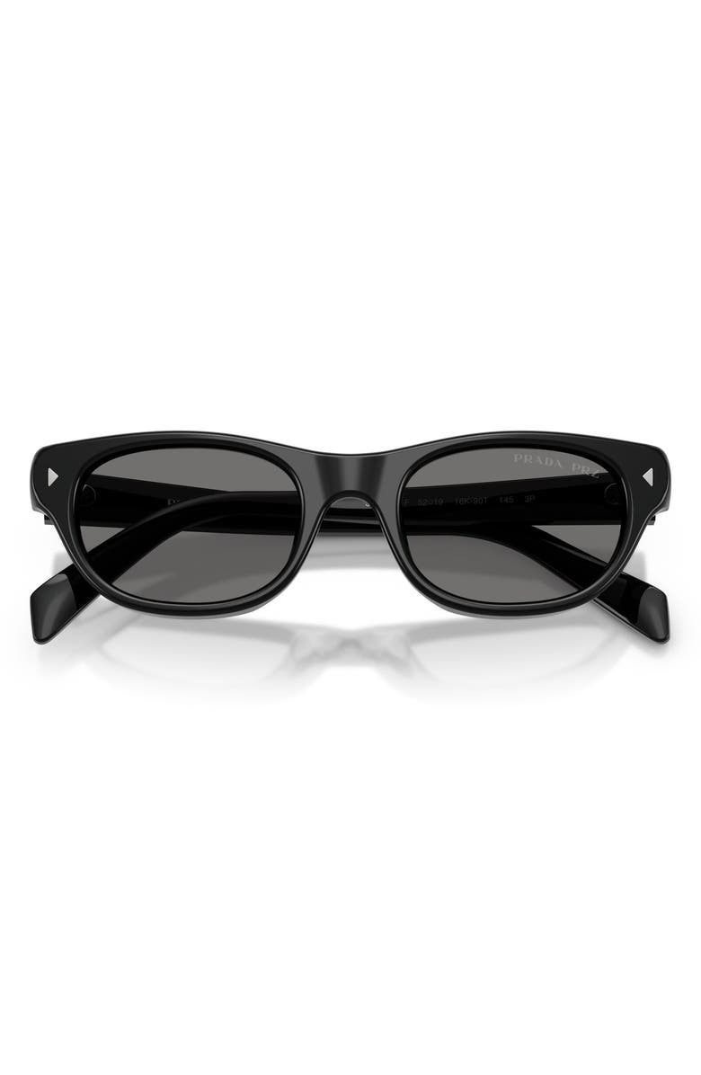 Prada 52mm Polarized Cat Eye Sunglasses, Alternate, color, Black / Dark Grey Polar