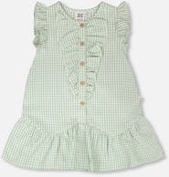 Deux par Deux Plaid Flutter Ruffles Poplin Sleeveless Dress