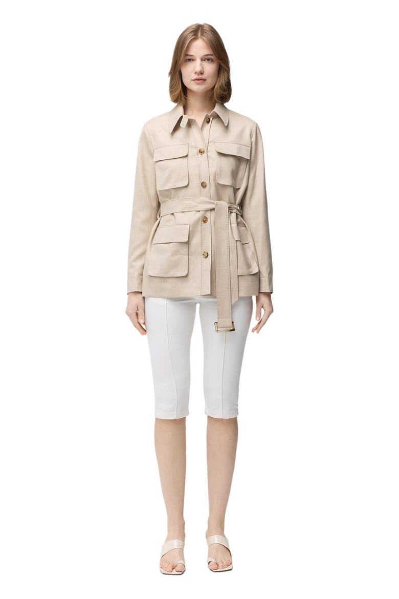 Belted Cashmere Safari Jacket, Alternate, color, warm grey